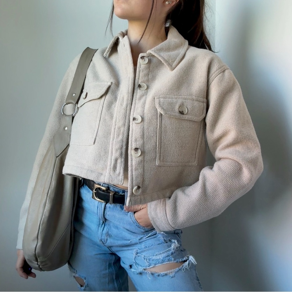 🧸 Cozy Cropped Textured Jacket by noa – Size XS